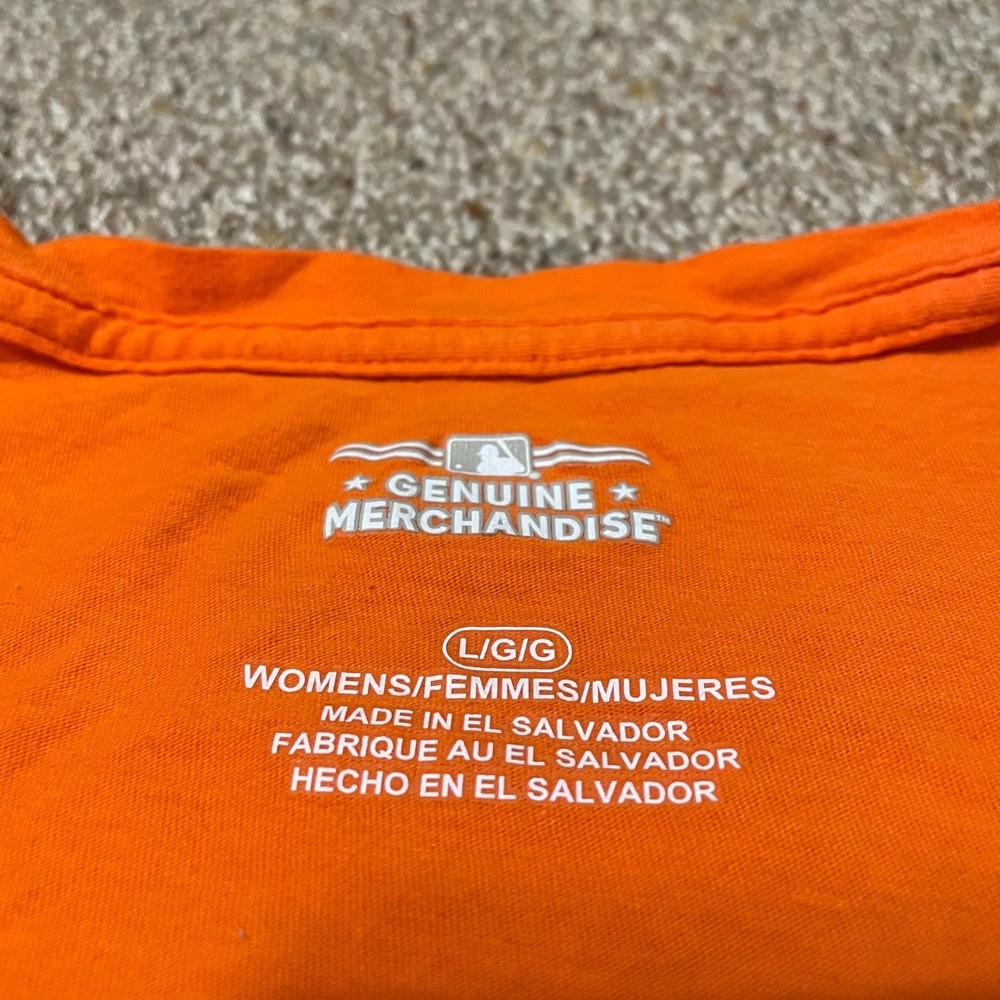 Majestic Houston Astros Orange V Neck T Shirt Womens Size Large MLB - Picture 4 of 5